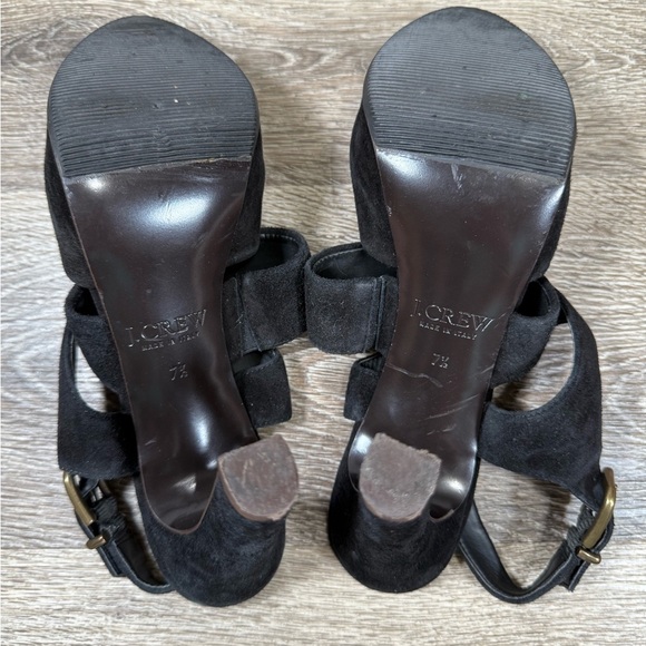 J. Crew Shoes sz:7.5 Black Suede Leather Strappy 4" Heels Quiet Luxury Girlboss - Picture 5 of 8